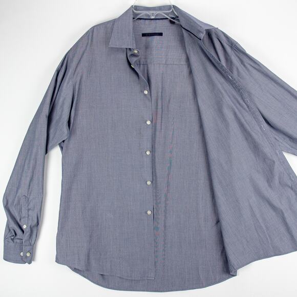 Elie Tahari Men's Long Sleeve Button Up Oxford Cuffs Blue Gray Cotton Size 16.5 - Picture 5 of 12